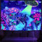 Amhokhui Schwarzlicht-Astronauten-Tapisserie, UV-reaktiver Fantasie-Pflanzen-Wandteppich, Alien-UFO-Tapisserie, buntes Blumenmuster, Wandbehang, Dekoration für Zuhause