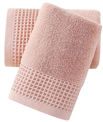 sense gnosis Lot de 2 essuie-mains 100 % coton doux à motif gaufré très absorbants, très absorbants, pour hôtel, salle de bain, 33 x 73 cm, rose