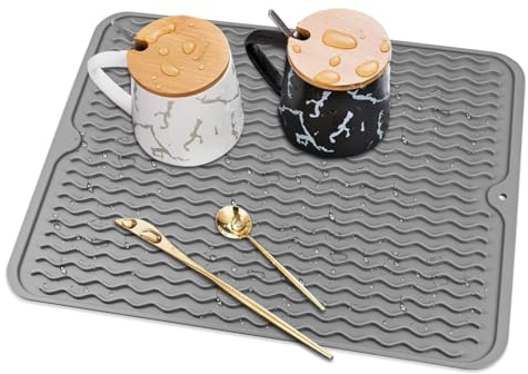 Alfombrilla Escurreplatos de Silicona, 40 * 30 cm Tapete Silicona Fregadero, Alfombrilla de Drenaje Antideslizante Plegable, Drainage Mat de Resistente al Calor Respetuoso con el Medio Ambiente