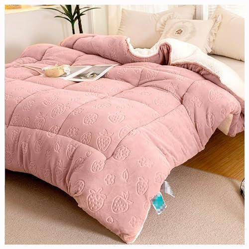 ZTGL Édredon Chaude en Hiver, Couette en Duvet Réversible, Couvertures d'hiver Épaisse, Gonflant Édredon, Couette Personne/Double Anti-Allergique Noyau De Couette,Rose,110x150cm(1kg)