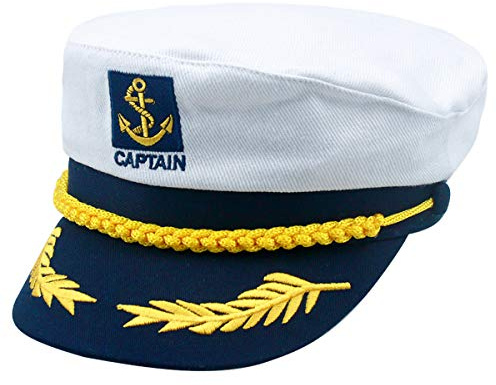 Dibotell Matrosenfez Chapeau de capitaine réglable blanc pour enfants Cosplay & fête, finance marine pour voyages en mer, fêtes acclimate