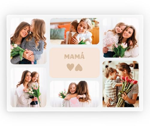 Transparent Gift Placa Personalizada con Seis Fotos. Regalos Día de la Madre. Regalos Originales para Mujer. Regalos para Madres. Regalos de Cumpleaños para Mujer. Placa de Metacrilato Transparente