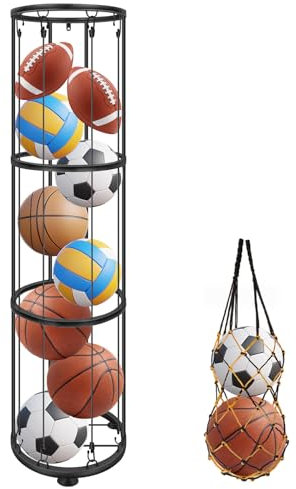 CROSDE Étagère de rangement verticale à 3 niveaux pour ballons de garage, support mural pour basket-ball, football, volley-ball, sport pour chambre d'enfant, garage, maison