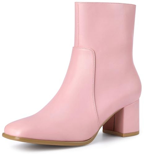 Allegra K Stivaletti da donna con punta quadrata e zip laterale, rosa, 38.5 EU