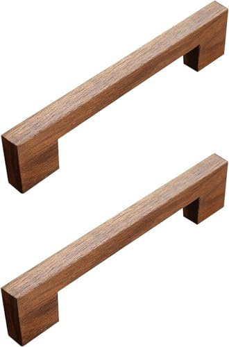 Generisch 2 Stück Holz Küchenschrank und Schubladengriffe, Möbelgriffe mit Schrauben für Schranktür, Möbel, Schubladen, Schlafzimmer, Länge 10,2 cm (B, Hole Centers:128mm)