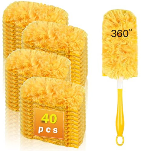 40 Piezas Kit Plumero Atrapapolvo con Mango, Duster Recambios, Recambio de Plumero Esponjoso, Recambios Plumero Atrapapolvo para Persianas, Vidrio, Teclados