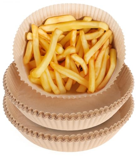 COM-FOUR® 100x carta da forno per friggitrice ad aria calda - Carta da forno per friggitrice ad aria calda Ø 20 cm - inserti in carta antiaderente per friggitrice ad aria calda e forno (100 pezzi)