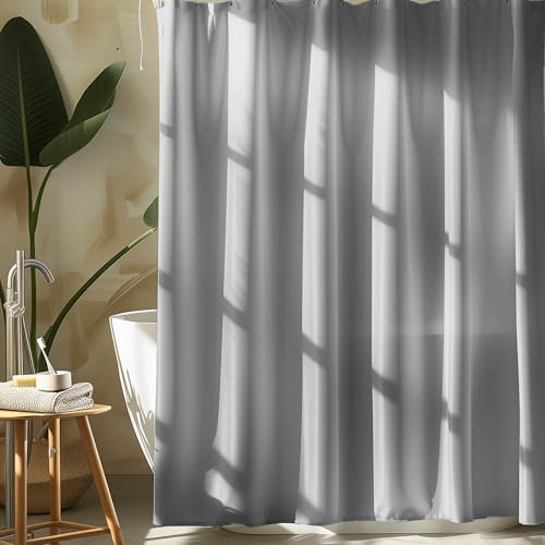 Rideau Douche,Rideaux de Douche en Tissu Textile Polyester résistant,à la moisissure imperméable Lavable Rideau de Salle de Bain (Gris Clair, 200L X 220H cm (1 Panneaux))