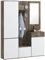 HOMCOM Mobile Attaccapanni da Ingresso 4 in 1 con Specchio, Ganci e Ripiani Regolabili Interni, Mobile da Ingresso Multiuso in Legno con Cassetto, 145x29x184 cm, Nero e Bianco