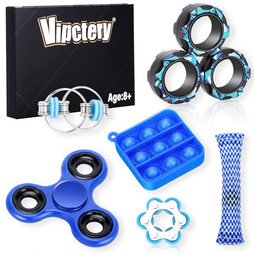 Vipctery Lot de 8 jouets sensoriels pour enfants à partir de 8 ans et plus, cadeaux pour adolescents, garçons, TDAH, autisme, adultes, gadgets cool pour salle de classe, anneaux magnétiques