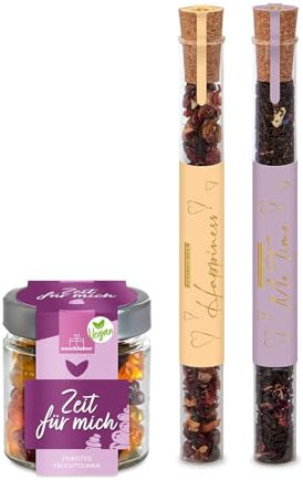 Tee Geschenkset | Früchtetee, Schwarztee & vegane Fruchtgummi | Anti Stress | Me-Time | Geschenk für Frauen, Freundin und Beste Freundin | Geschenk gegen Stress | Zur Erholung & Entspannung | Vegan