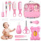 Babypflege Set, HyAdierTech Baby Erstausstattung Pflegeset, 12Pcs Baby Healthcare Kit, Babypflegeset, Badethermometer Nasensauger Kamm Nagelschere Baby Erstausstattung Pflegeset (pink)