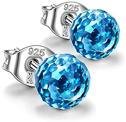 Tibet Ohrringe Jahrestag für Frauen Geschenke Tag Frauen Kristalle Weihnachten Ohrringe Ohrringe Ohrringe Drops Silber (Blue, One Size)