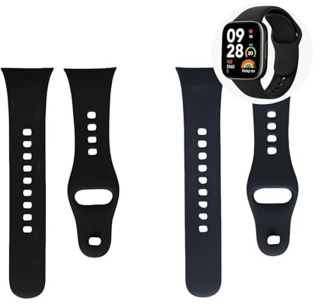 2pcs Correas de Reloj de Silicona Suave Compatible para Xiaomi Redmi Watch 3, Pulseras Deportivas Ajustables para Hombres y Mujeres, Colores Negro y Azul Tinta para Uso Diario y Deportivo