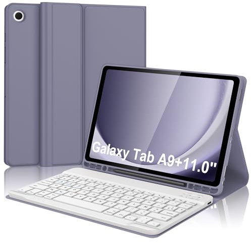 WAVATA Clavier pour Samsung Galaxy Tab A9+ 11 Pouces 2023, Étui Clavier pour Samsung Tab A9 Plus Magnétique Détachable AZERTY Layout Français Bluetooth, Violet