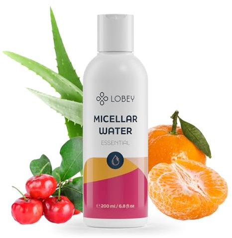 LOBEY Mizellenwasser – Sanfte Gesichtsreinigung mit Aloe Vera & Fruchtextrakten – Entfernt Make-up & Sonnenschutz – Für Empfindliche Haut – Natürlich & Feuchtigkeitsspendend (200 ml)