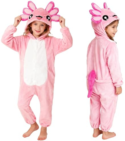 PinkSheep Kinder Winter Onesie Pyjamas,Cute Cartoon Tier Schlafanzug für Jungen und Mädchen, Soft Jumpsuit Dress Up Kostüm für Kinder