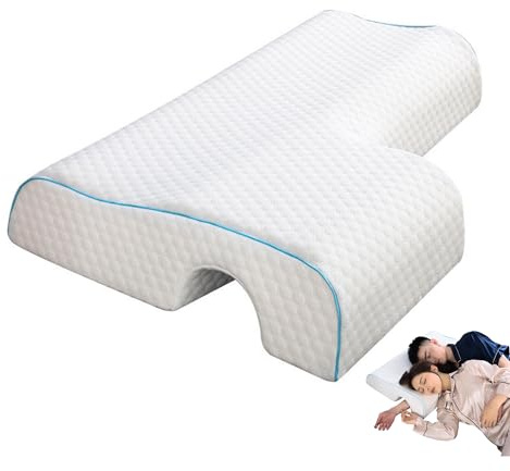 MAGIC SELECT Memory Foam Couple's Pillow. Ergonomic Side Sleeper Pillow with Armhole at the Left Side. Washable Polyester Cover. Support for Neck and Arm. To Sleep Alone or as a Couple.