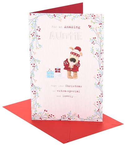 Boofle | Christmas Card for Auntie | Cute Design | With Envelope | Xmas Presents | Greeting Card | Her/Him | 21 x 13.7cm