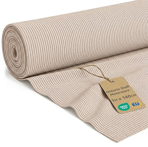 Cordstoff Meterware 1 M x 140 cm Cord Stoff mit Rippenstruktur – Möbelstoff Polsterstoff für Sofabezug Kissenbezug Stühle beziehen Renovierung robust Oeko Tex Beige