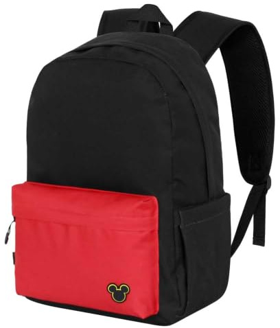 Disney Micky Maus MK-Block Rucksack, Schwarz 30 x 44 cm, Kapazität 22 L