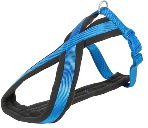 TRIXIE Premium Touren-Geschirr Größe M–L: Brustumfang 50–90 cm/25 mm in royalblau - sportliches Hundegeschirr mit angenehmer Vliespolsterung, stufenlos verstellbar für mittelgroße Hunde, 204002