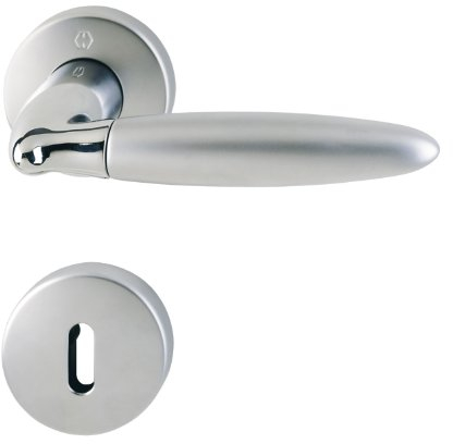 HOPPE Türgriff Athinai, Messing chrom/chrom matt für innen, Türgriff-Garnitur, Profilzylinder