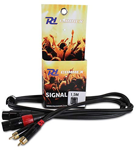 PD Connex 2x XLR Female To 2x RCA Phono Male Cable 1.5m