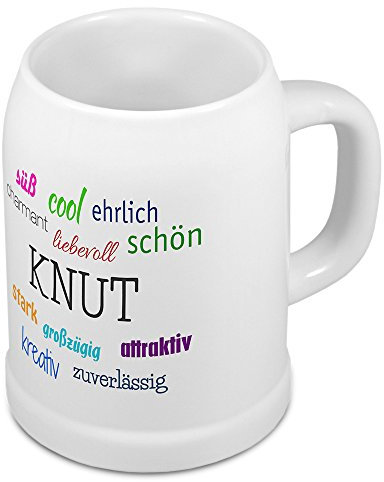 digital print Bierkrug mit Name Knut - Positive Eigenschaften von Knut - Namens-Tasse, Becher, Maßkrug, Humpen