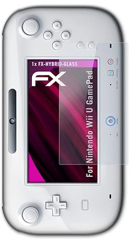 atFoliX Lámina Protectora de plástico Cristal compatible con Nintendo Wii U GamePad Película Vidrio, 9H Hybrid-Glass FX Protector Pantalla Vidrio templado de plástico