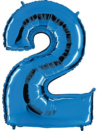 Grabo XXL Riesen Zahlen Folienballon 102 cm (40) Farbauswahl – Perfekte Deko für Geburtstage, Jubiläen & Feiern – Happy Birthday Party-Highlight - für Helium und Luft! Wiederverwendbar! (Blau, 2)