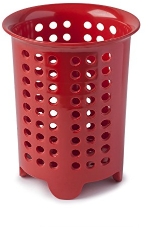 Zeal G231R Cutlery Drainer/Utensil Pot, Melamine, Red, 14 x 14 x 17 cm