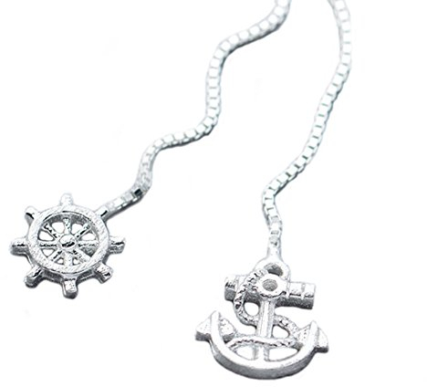 Helen de Lete Original Marine Stil Ruder Anker Muster 925 Sterling Silber Ohrringe