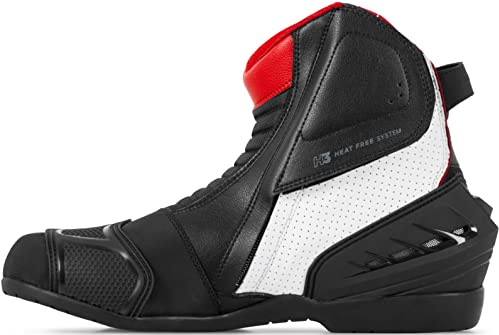 SHIMA SX-6 Men, Scarpe Moto Uomo | Rinforzate Stivali Moto Uomo in Pelle, Supporto alla Caviglia, Suola Antiscivolo, Impugnatura del Cambio (Bianco, 43)