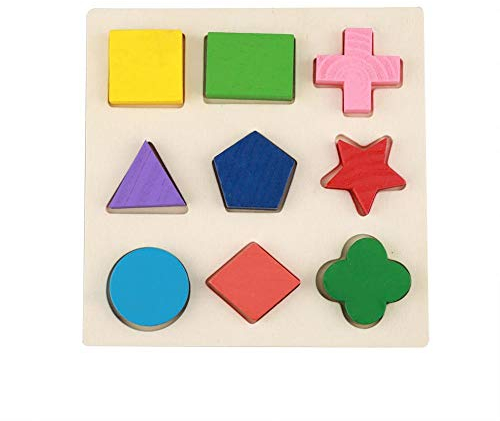 Zerodis Pädagogisches hölzernes Puzzles Spielzeug Kinder geometrische Form Block Gebäude Puzzlespiel kognitives zusammenpassendes frühes Lernwerkzeug Set(#1)