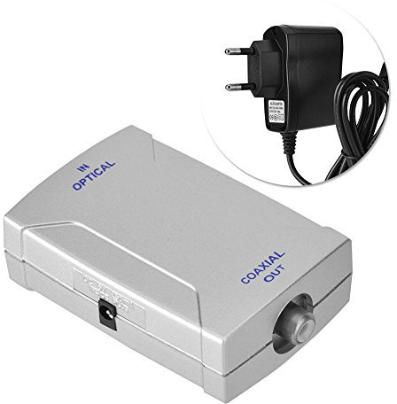 Lazmin112 Convertitore Interruttore Digitale, Adattatore convertitore coassiale Toslink da Ottico a coassiale(Argento)