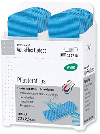Werosmart® Pflasterspender-Einsätze Pflasterstrips 7,2 x 2,5 cm (Wasserfest | Blau | Detektierbar)