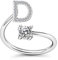 Bungsa D Ring Buchstabe - BUCHSTABEN RING silber mit Kristallen - biegbarer Fingerring/Zehenring Toering für Damen, Kinder & Herren