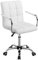 Yaheetech Adjustable Home Office Chair Leather Computer Desk Chair Mid Back Task Chair with Arms and Wheels for Study or Work White