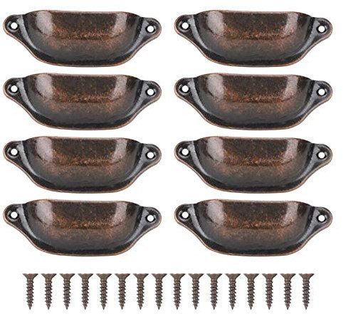 Fydun Poignée Antique, poignées en Forme de Coquille Vintage, poignées de Traction pour tiroir d'armoire de Porte de tiroir de Placard(Bronze Rouge)