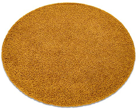 rugsx Teppich SOFFI Shaggy 5cm; für Kinderzimmer, Wohnzimmer, Schlafzimmer, langfloorteppiche, wohnzimmerteppich, Gold, Kreis 160 cm