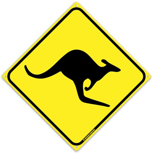 Panneau de signalisation routière en étain 30,5 x 30,5 cm sur le thème de l'Outback australien, décoration d'intérieur