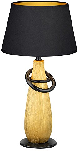 etc-shop Tischlampe schwarz Nachttischleuchte Schlafzimmer Schreibtischlampe gold, Retro Leselampe Nachtlicht Keramik Stoff, 1x E14 Fassung, DxH 20x38 cm