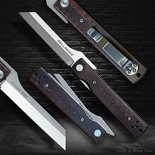 Damascus Hunter Dellinger Higonokami SnakeWood M390 & Taschenmesser & Klappmesser & M390 pulverbeschichtetes Stahlmesser & Outdoor Folder Knife 80 mm Klinge