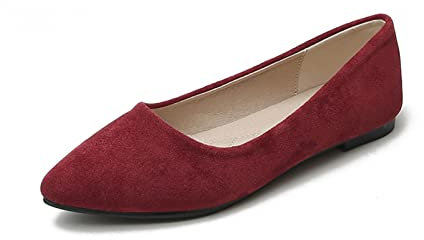 MACHSWON Women's Ballet Flats Slip on Ballerina Pumps Dolly Shoes(Wine Red, Size 7.5)