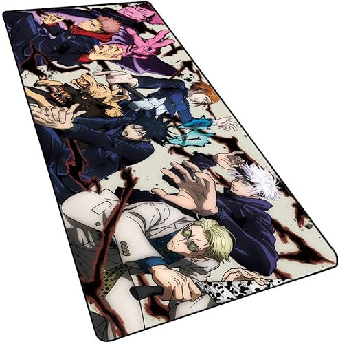 Jujutsu Kaisen Extended XXL Gaming Mouse Pad (35.4x15.7 INCH), Large Anime Mousepad,Non-Slip Rubber Base Waterproof Desktop Accessories Keyboard Mouse Mat Desk Pads for Work, Game, Office Players