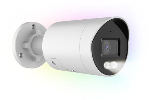 4MP Mini Bullet PoE IP Camera Outdoor, Strobe Light & Audible Warning, 131ft Full Color Night Vision, VCA, Human/Vehicle Detection, F1.0 Aperture, 2-Way Audio, 130dB WDR, 2.8mm Lens, Hik-Connect APP