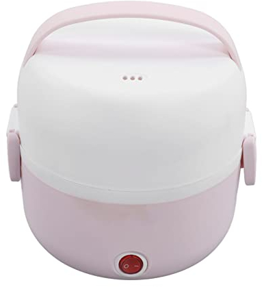 plplaaoo Fiambrera el¨¦ctrica de Acero Inoxidable, Fiambrera el¨¦ctrica de 2 Capas, Fiambrera de 250 W con Enchufe de 220 V de la UE, Calentador Port¨¢Til de Almacenamiento de Alimentos(Rosa)