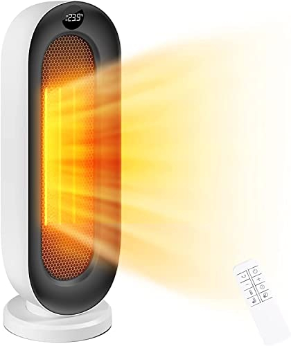 COOCHEER Heizlüfter mit ECO-Energiesparmodus, Keramik Heizlüfter, 2000W 3 Modi Thermostat Heizlüfter, 12-Stunden-Timer, Kippschutz, 100° Oszillations-Raumheizgerät für Heim & Büro