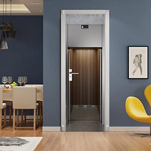 A.Monamour Sticker Porte Autocollant Poster De Porte 3D Ascenseur Porte Ouverte Vinyle Affiche De Porte Sticker Mural Papier Peint Art Décor 85x200cm